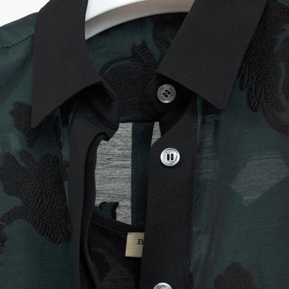 Burberry Green Floral Fil Coupe Buttoned Shirt - Picture 8 of 12